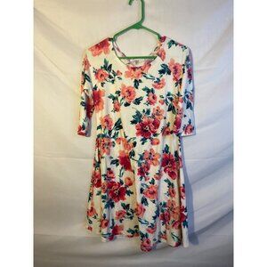 Chris & Carol Womens Size Small White Pink Floral Romantic Dress Fit Flare